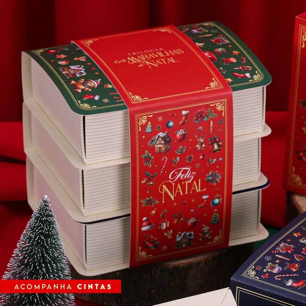 05 Kits com 3 Livros - (15) Embalagem p/ 6 doces + Cinta: "Maravilhas de Natal" 4447 (JANGO NATAL 2025) - Stationery