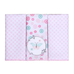 Kit Pano De Boca Estampado Papi Bordados Borboleta - 03 Peças