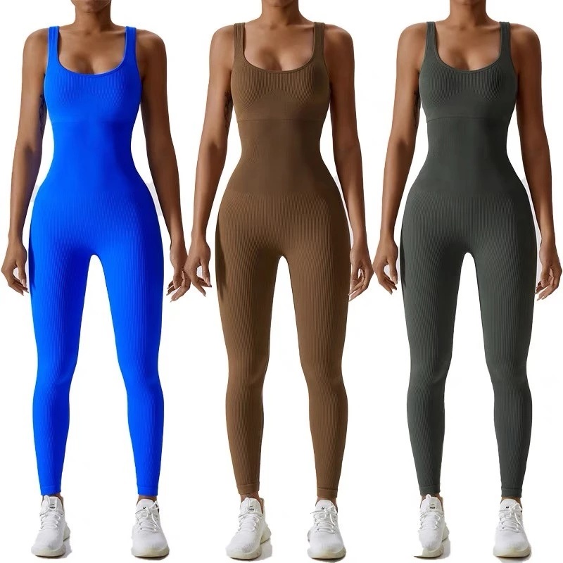 Macacão Feminino De Ioga Sem Costura, Conjunto De Fitness Esportivo, Incluindo Tops Esportivos E Calças Esportivas