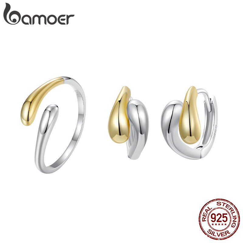 Brincos Bamoer 925 Sterling Sliver Waterdrop Design Série Joias Presentes Para Mulheres