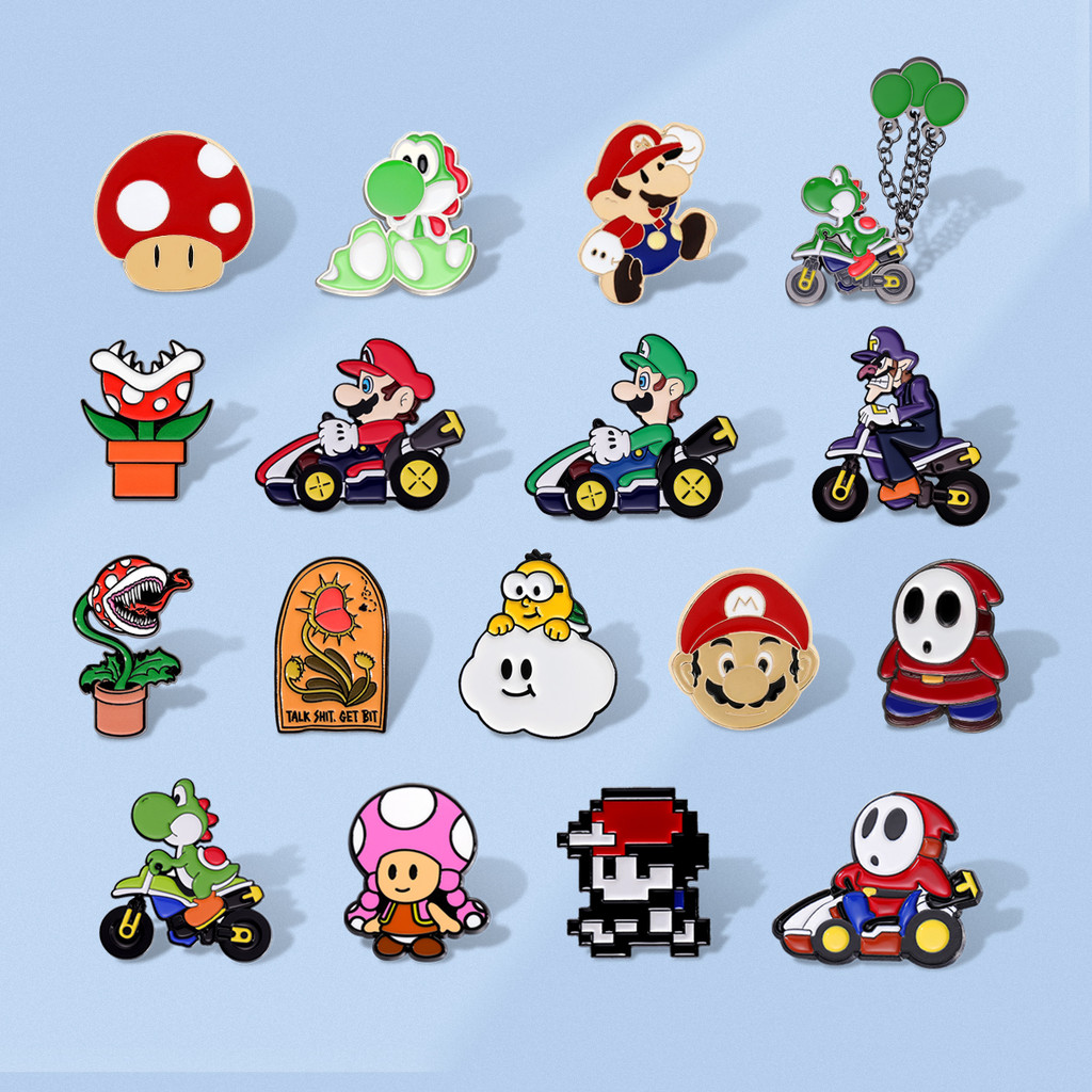 Jogo Seuper Mario Personagem Dos Desenhos Animados Esmalte Pino Kart Metal Emblema Cogumelo Broche Acessórios De Roupas em Oferta na Shopee