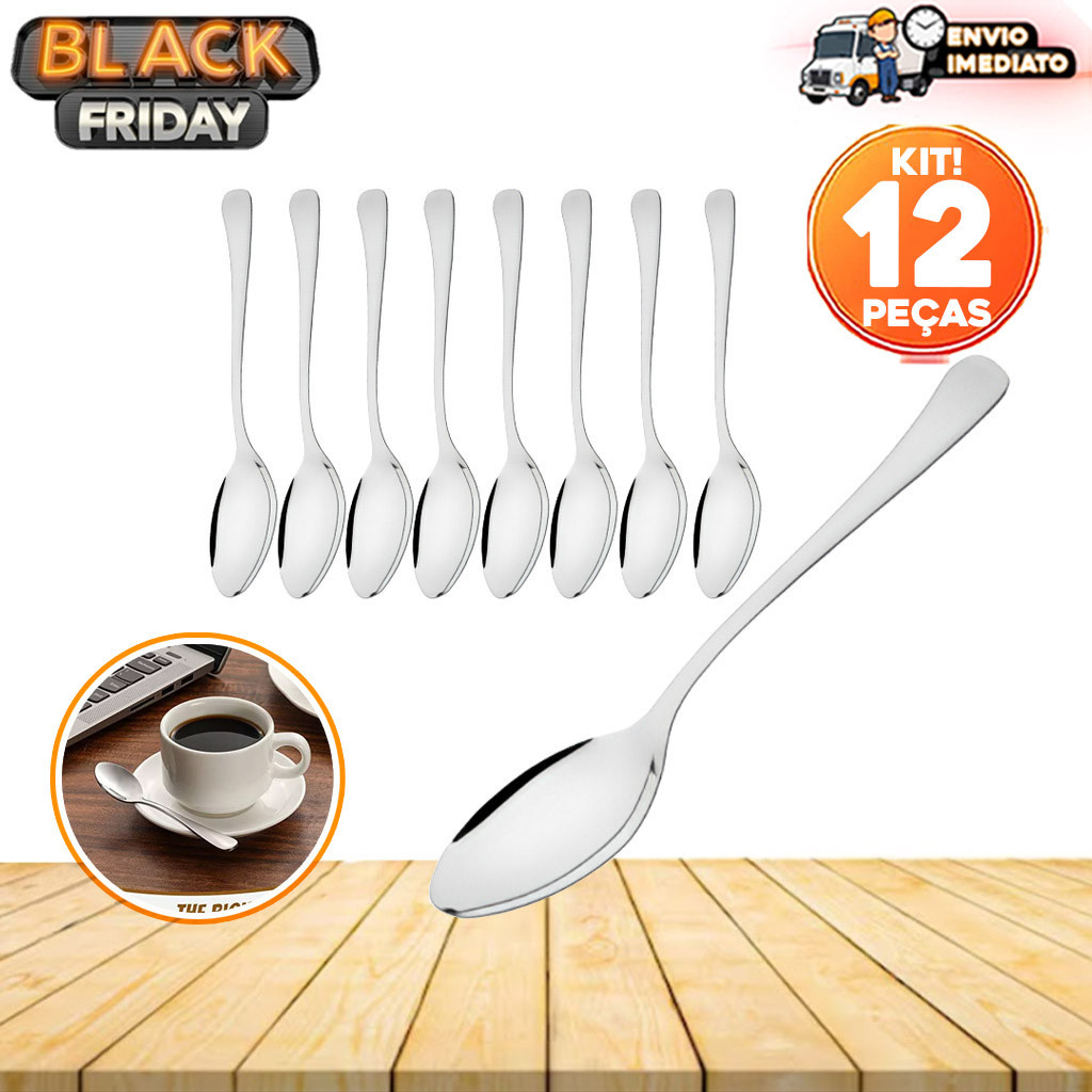 Kit 12 Colheres de Chá 100% Inox – 13CM, Resistentes e Elegantes para Café, Chá, Chocolate Quente e Sobremesas