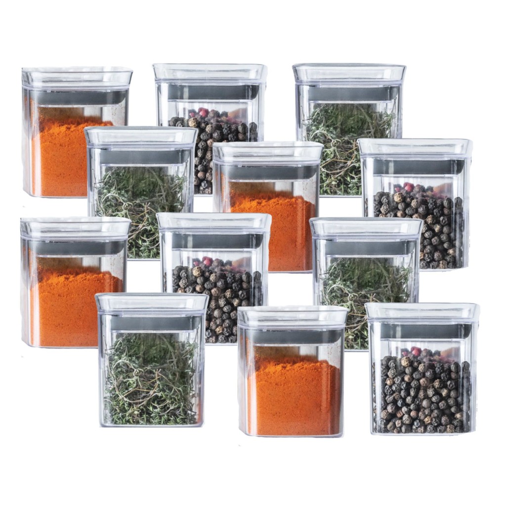 Kit 12 Pote Acrílico Com Tampa Hermética 150ml Condimento Tempero Organizador Armazenamento