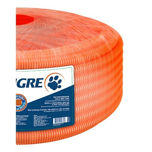 Detalhes do Conduite Eletroduto Laranja 25mm Flexível Reforçado 50m - Tigre