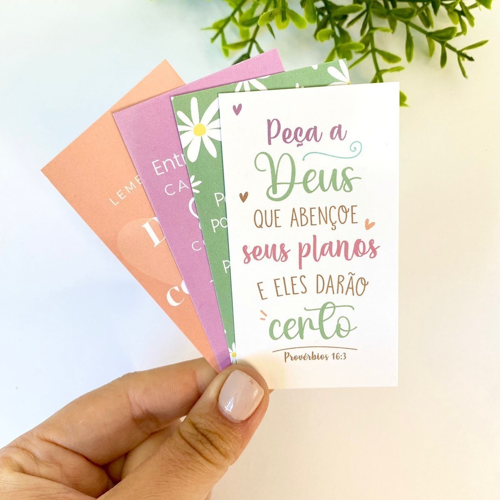 Cartão agradecimento frases biblicas a pronta entrega tamanho 5x9cm kits com 40 80 120 160 200 e 240