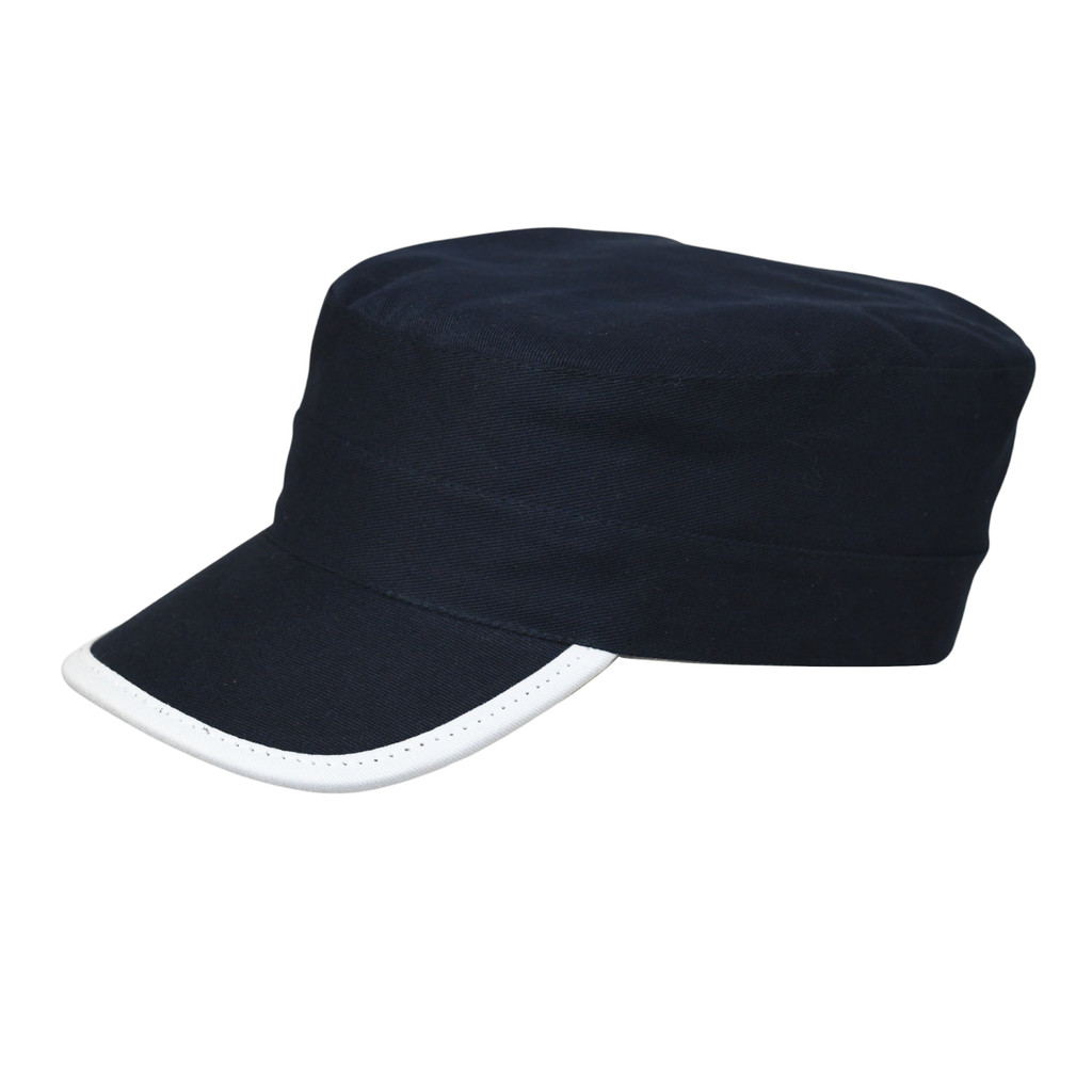 Boné Quepe Militar Liso c/ Viés Branco Brim Lef's
