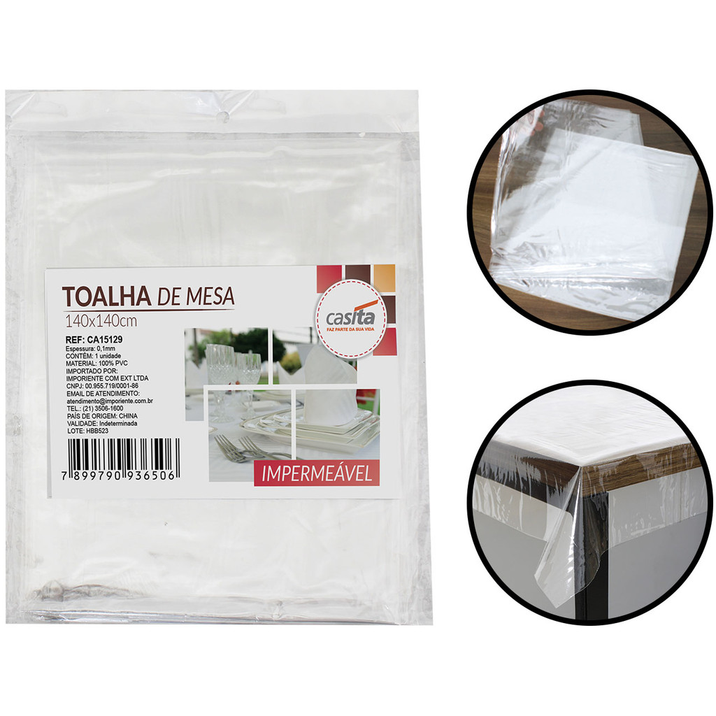 Caminho Mesa Toalha Retangular 140x140cm Plástica Transparente Impermeável P/ Jantares Festas Eventos	 em Oferta na Shopee