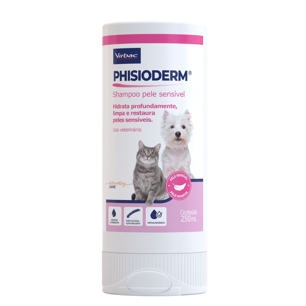 Phisioderm Shampoo Pele Sensivel 250ML Cães e Gatos - Virbac