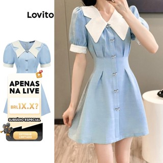 (LIVE STREAM SALE) Lovito Vestido formal simples colorblock para mulheres LBA82142 em Oferta na Shopee