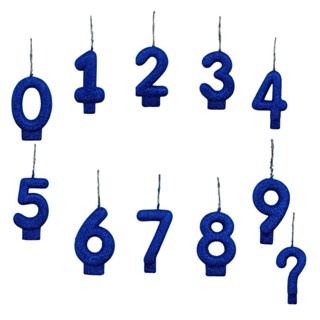 Velas De Aniversário com 11 Números - Azul Royal 0 a 9 e ? em Oferta na Shopee