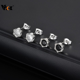 Brinco Estilo Punk Vnox Para Homens , Joia Piercing De Orelha Vintage Com Zircônia Hexagrama Preta em Oferta na Shopee