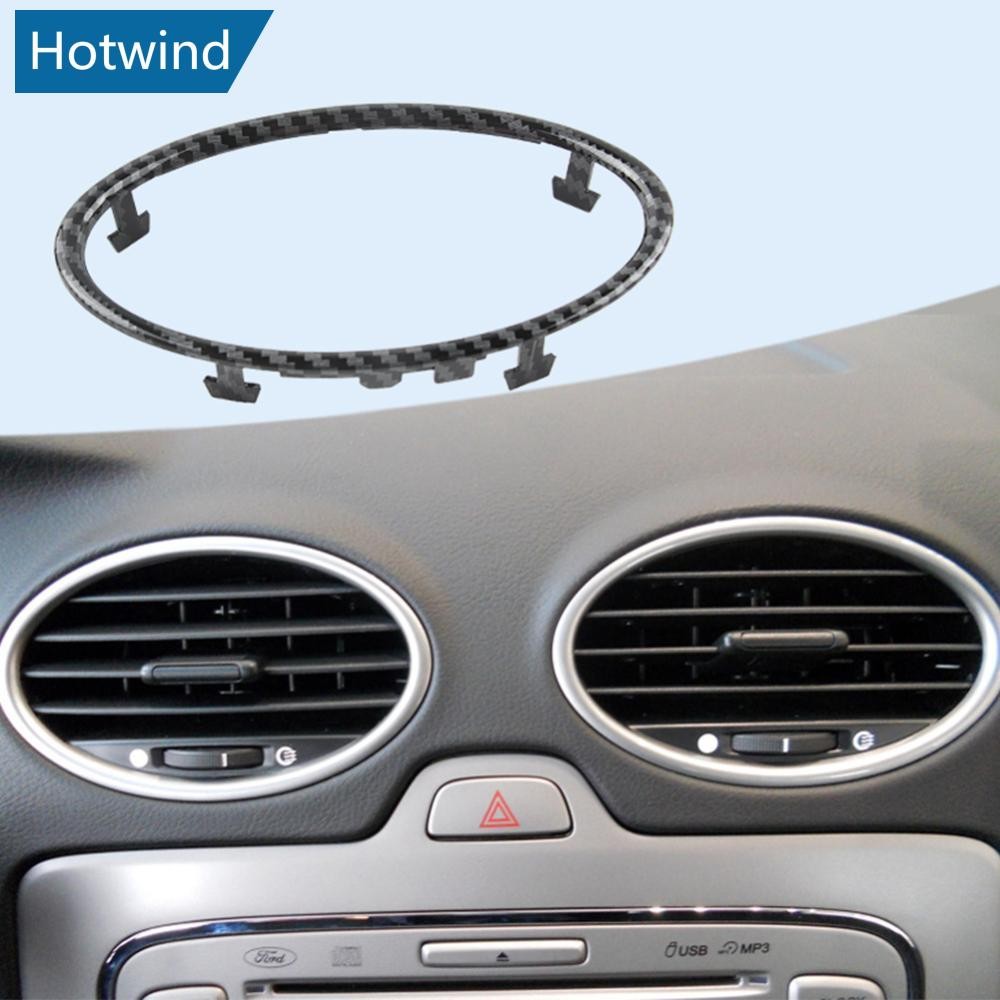 HW 1Pc/4 Pçs Carro Ar Condicionado Guarnição Saída Decoração Círculo Anel Adesivo Para Ford Focus 2 MK2 2005-2013 Acessó