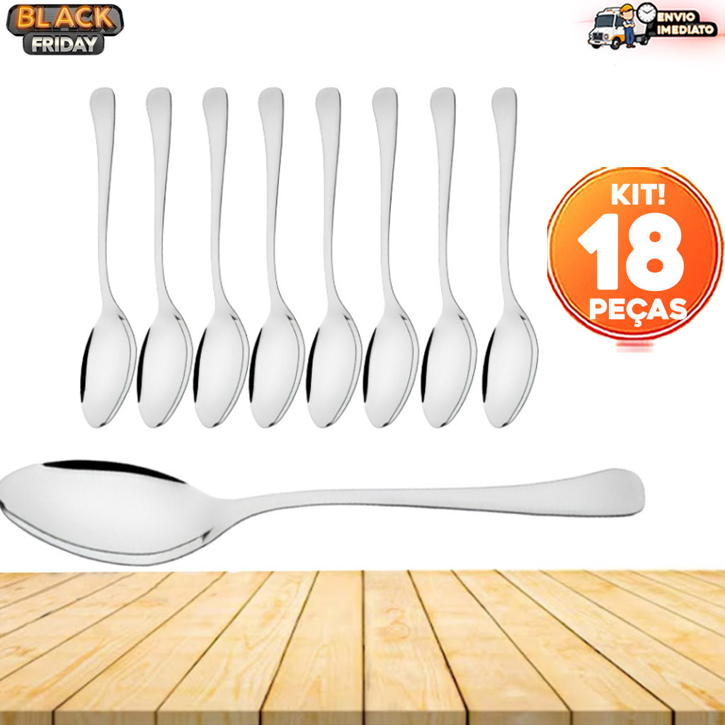 Kit 18 Colher de Chá 100% Inox | Resistente 13CM | Para Café, Chá, Chocolate Quente | Qualidade Premium