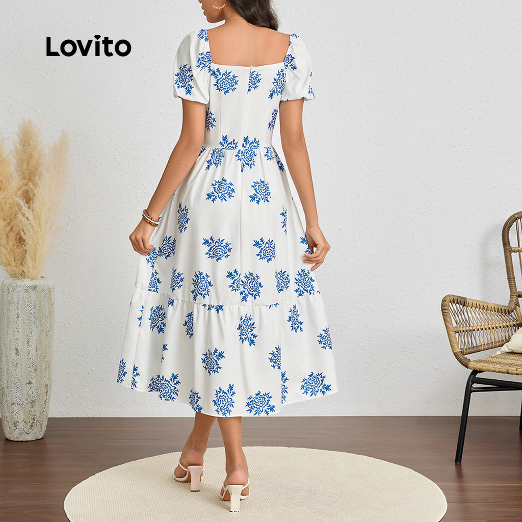 (Trendy) Lovito Vestido Casual com estampa Floral para mulheres LBL23252 - Women Clothes