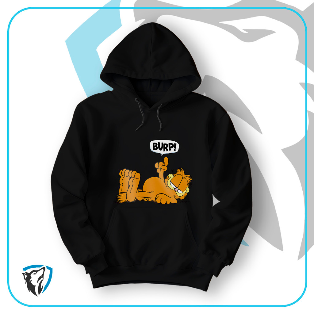 Blusa Moletom Canguru Estampado Com Garfield Deitado Burp Desenho Animado Para O Frio