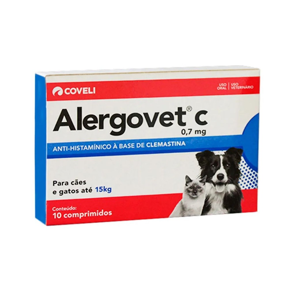 Alergovet C 0,7mg - Antialérgico para Cães e Gatos 10 comp.