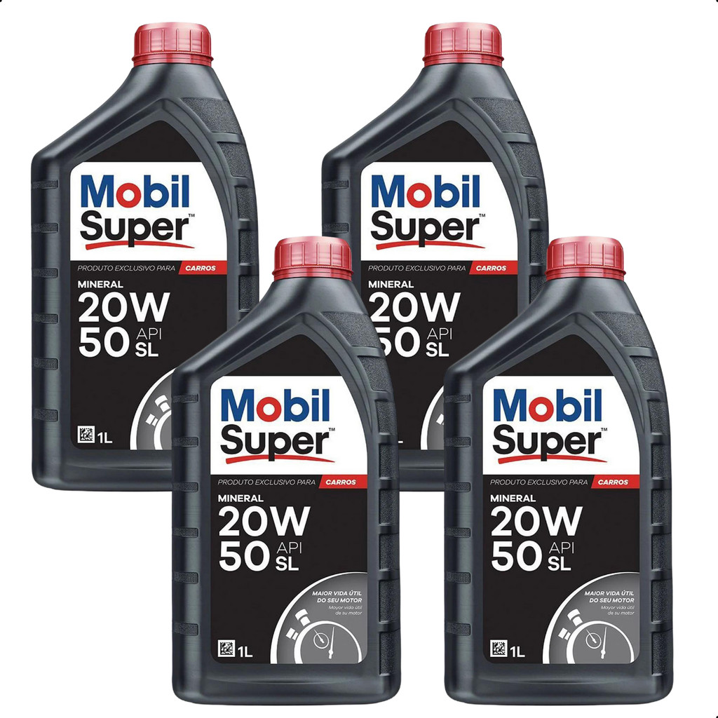Kit 4L Óleo Lubrificante Mobil Super 20w50 Mineral Original em Oferta na Shopee