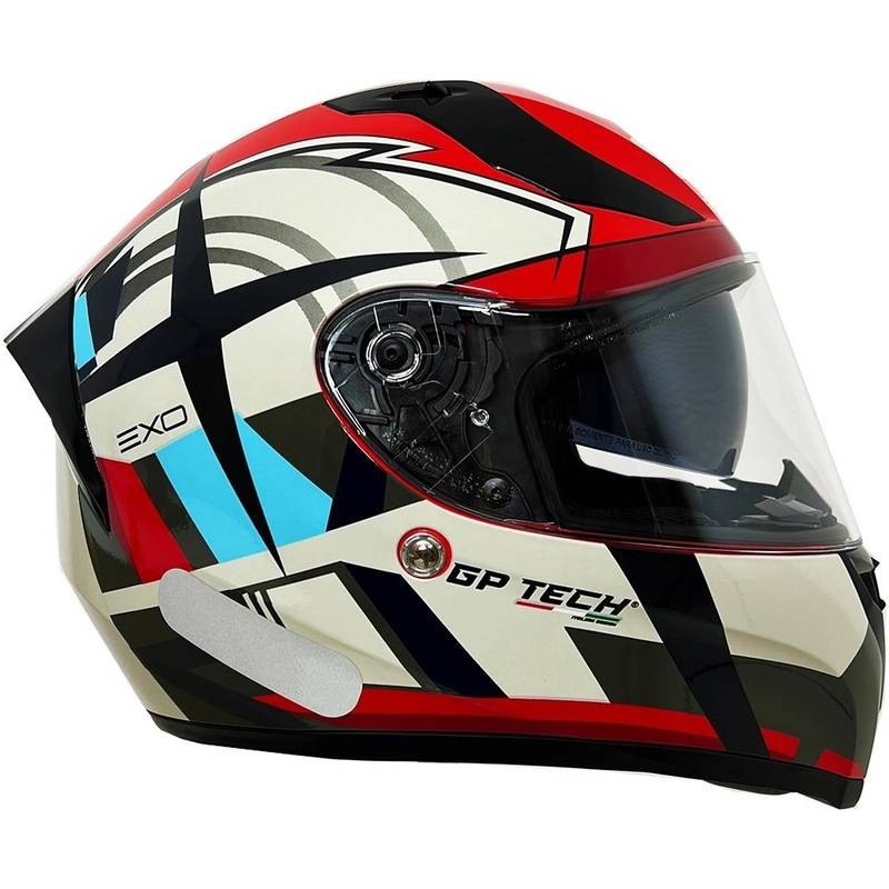 CAPACETE MOTO GP TECH V128 EXO VERMELHO E CINZA VISEIRA INTERNA OCULOS DE SOL INTERNO CASCO ABS 60