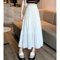 (Trendy) Lovito Saias Fofas Com Bainha Lisa E Babados Para Mulheres LNA30087 (White)