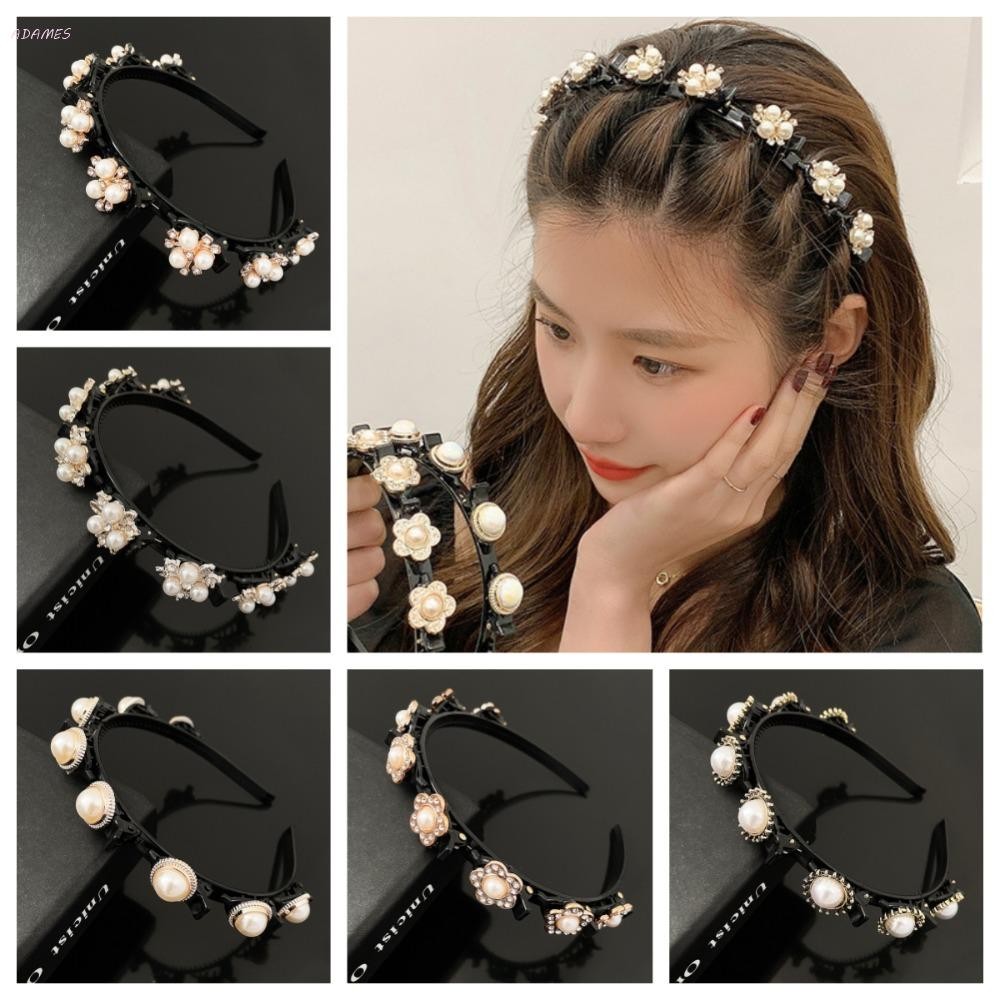 ADAMES Lazy Girls Hair Braider Argolas De Cabelo , Strass Flor Trançada Ferramentas Faixa Pérola em Oferta na Shopee