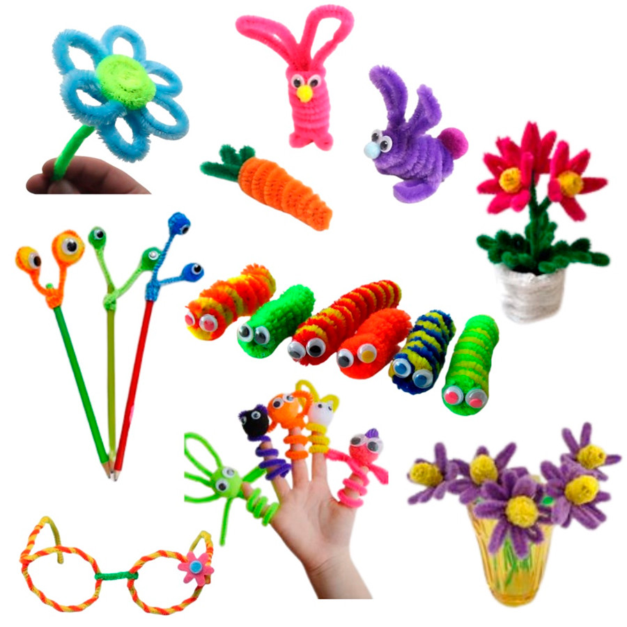 Haste de Chenille Cores (30cm) Limpador de Cachimbo 100 unidades