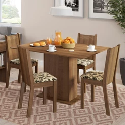 Conjunto Sala de Jantar Lexy Madesa Mesa Tampo de Madeira com 4 Cadeiras