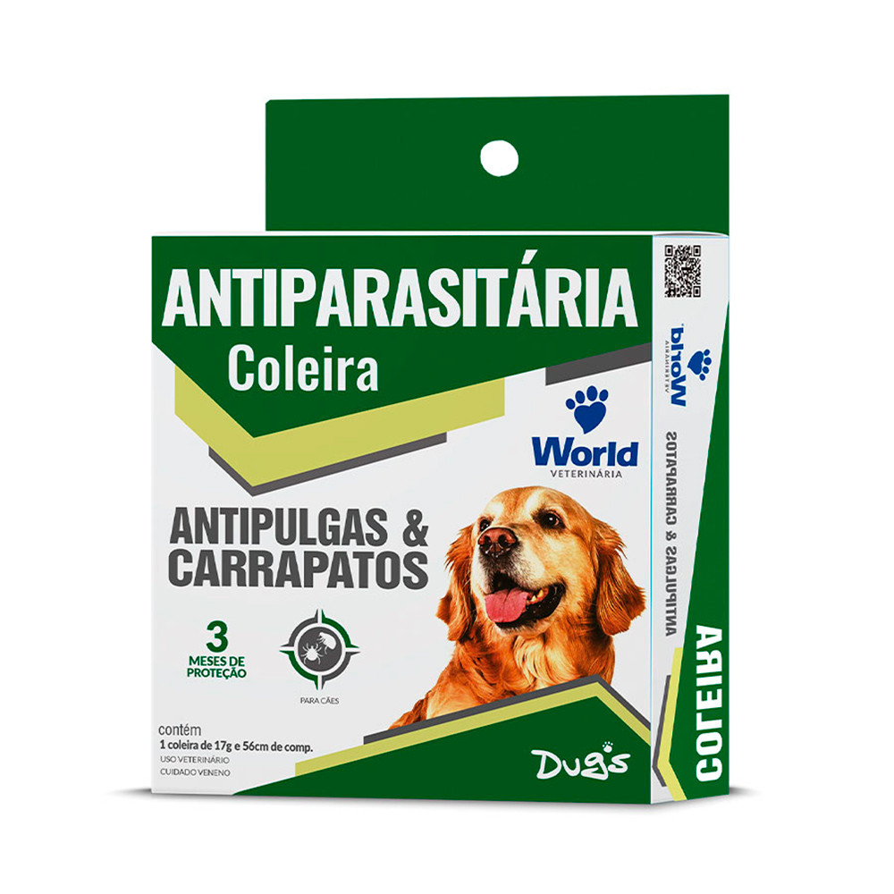 Coleira Antipulgas e Carrapatos Para Cães Dug’s World 56cm - Pets