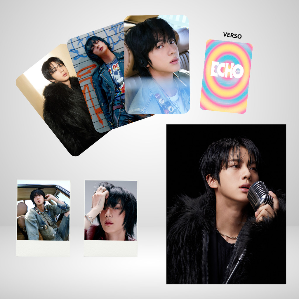 Kit JIN - Lançamento ECHO | 1 Foto 20x14cm + 2 Mini foto Magnética + 3 Photocard Frente e Verso