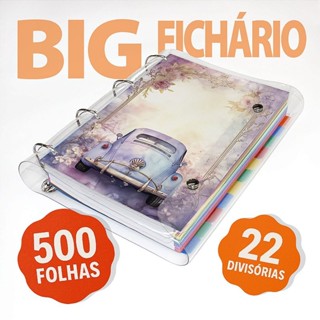 Big Fichário Universitário 500 folhas + divisórias Sonhos Blueberry 2 em Oferta na Shopee