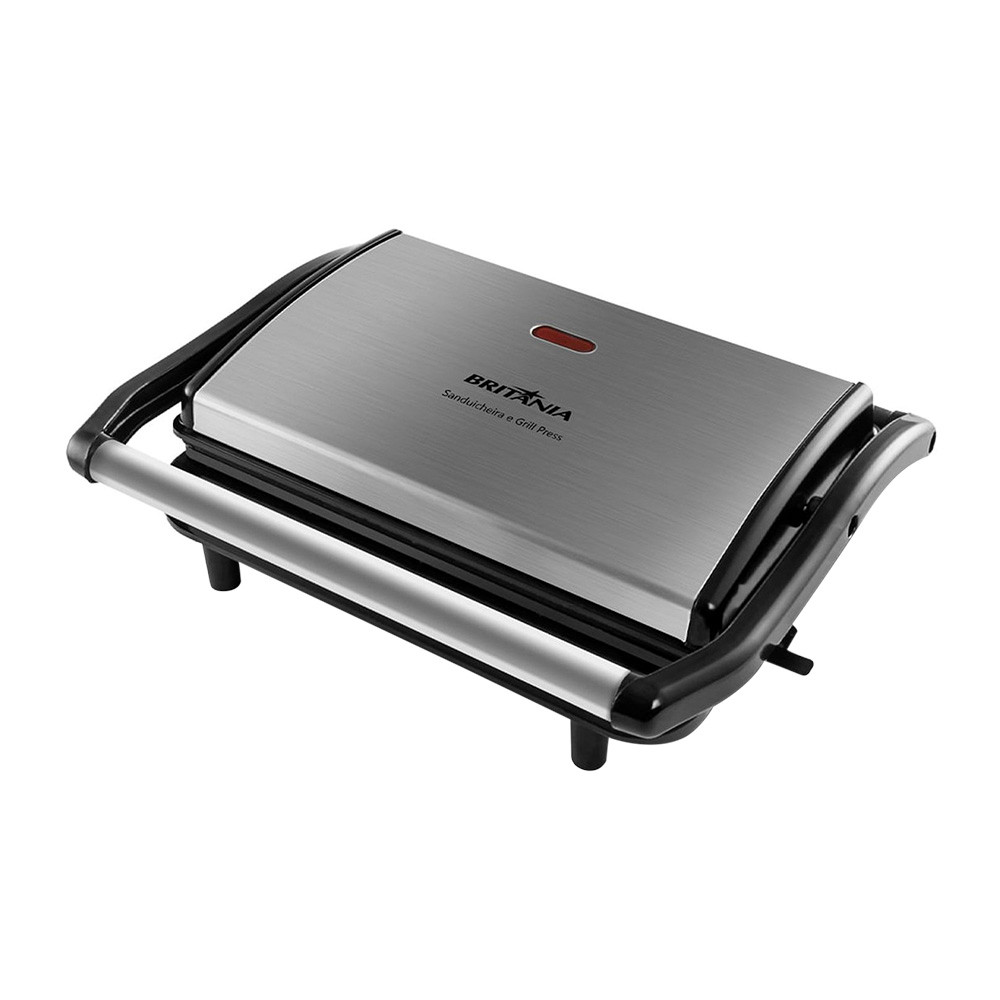 Grill e Sanduicheira Britânia BGR27I Press 2 em 1 Inox / Preto