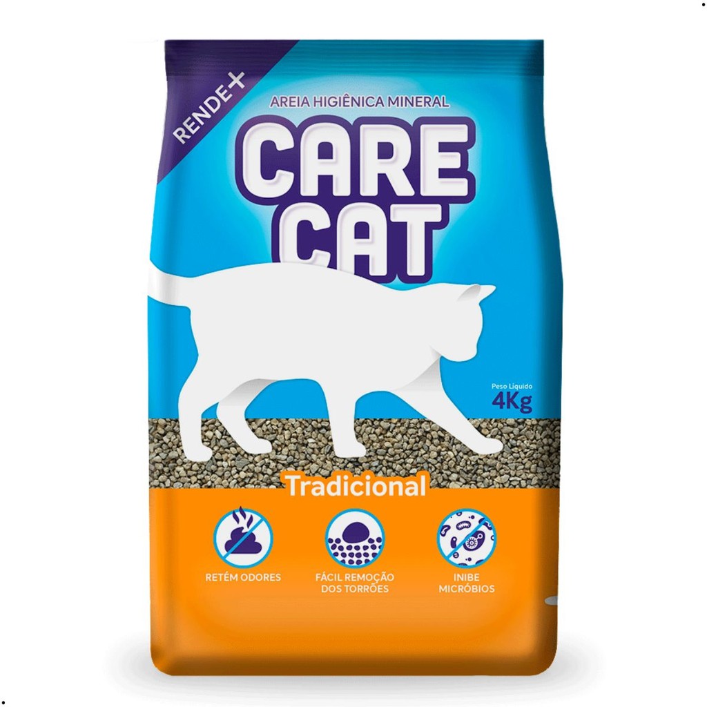 Areia Sanitária Higiênica Mineral Gato Tradicional Care Cat