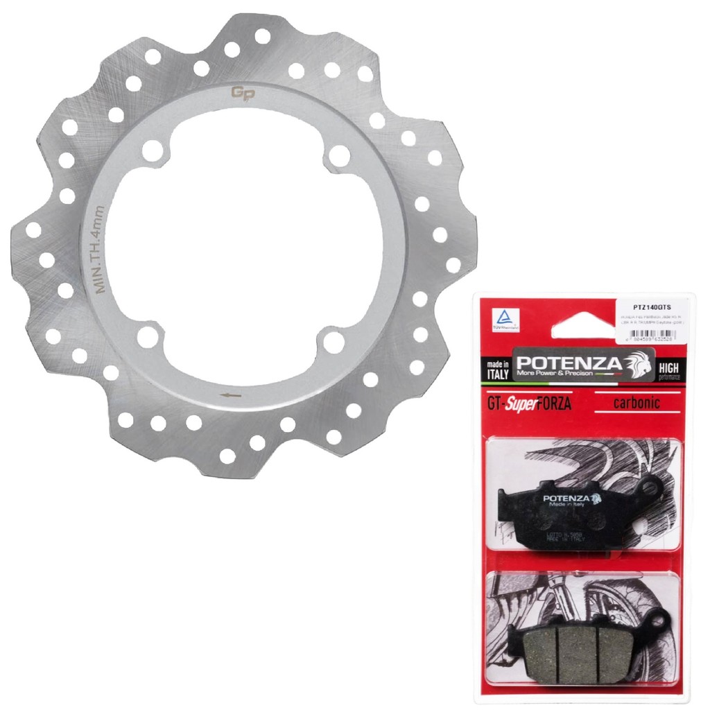 Disco de Freio Traseiro Cb 500x / Cb 500f 2014-2025 + Pastilhas Potenza Gt Super Forza (Sinterizada)