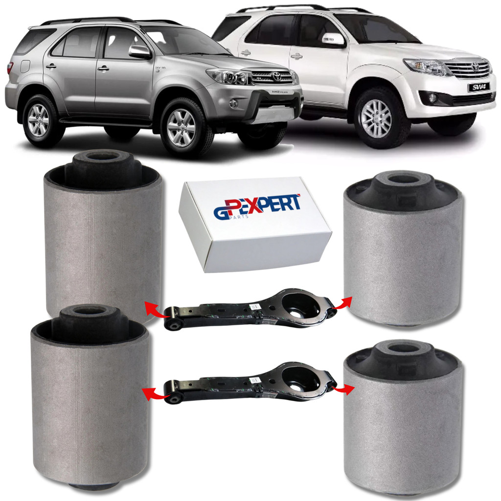 KIT 04 BUCHAS BANDEJA BALANÇA BRAÇO INFERIOR TRASEIRO HILUX SW4 2005 2006 2007 2008 2009 2010 2011 2012 2013 2014 2015
