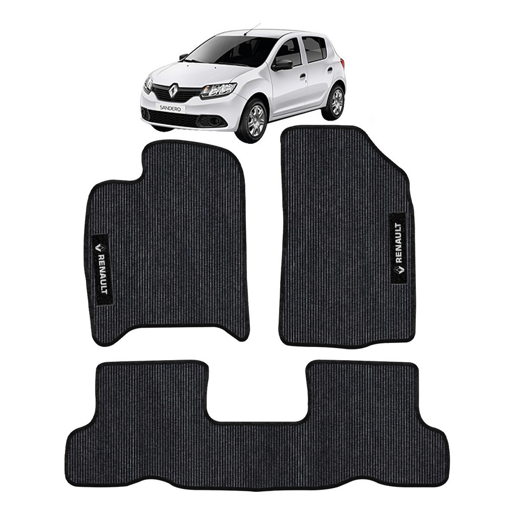 Kit de tapetes 5 Peças específico Sandero 2014 ... 2016 Carpete Preto