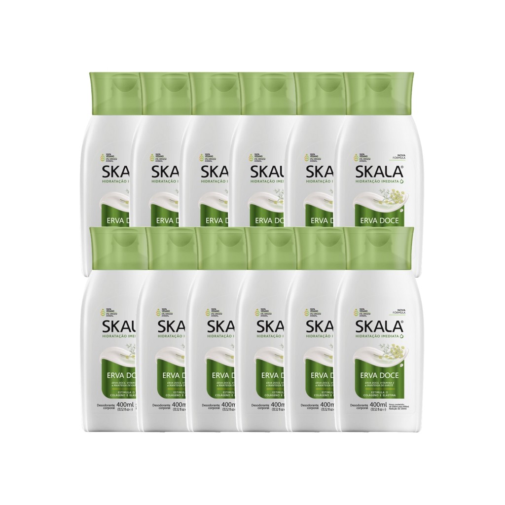 Kit 12 Loção Creme Hidratante Corpo Erva Doce Vegano Skala em Oferta na Shopee