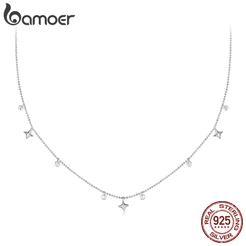 Colar Bamoer 925 Sterling Sliver Starry Sky Tassel Design Joias Presentes Para Mulheres