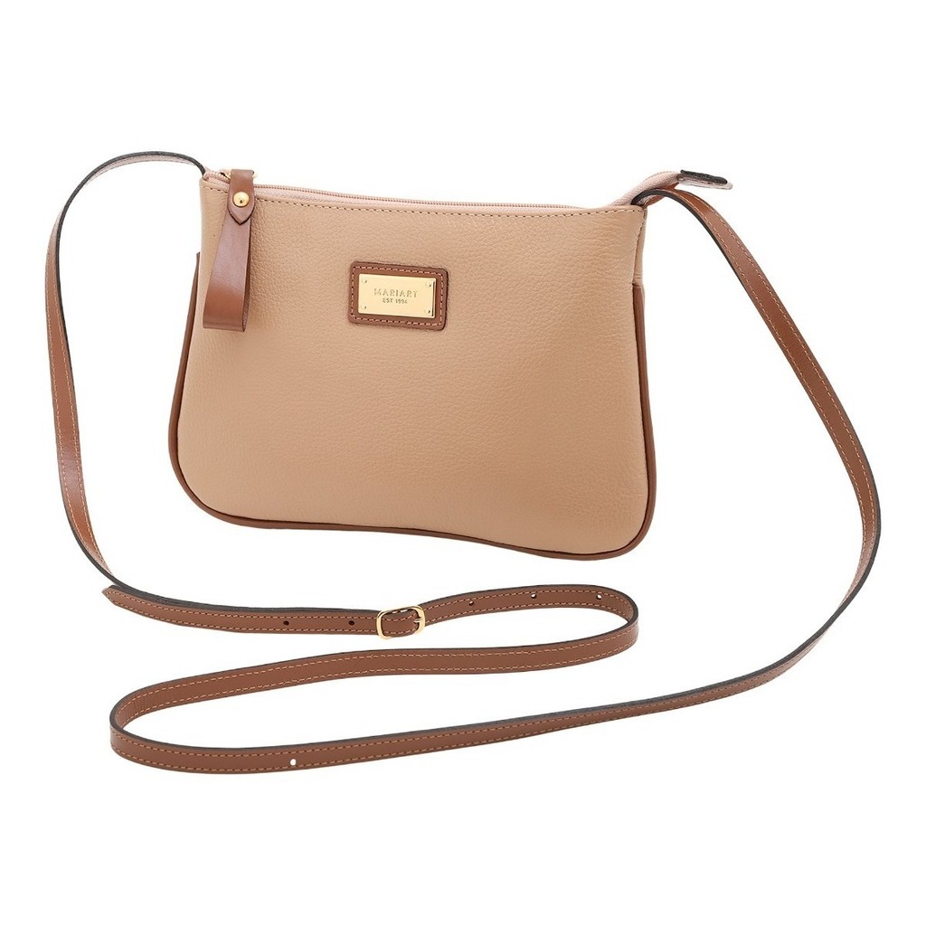 Bolsa Transversal Feminina Zíper Couro Legítimo Mariart 199