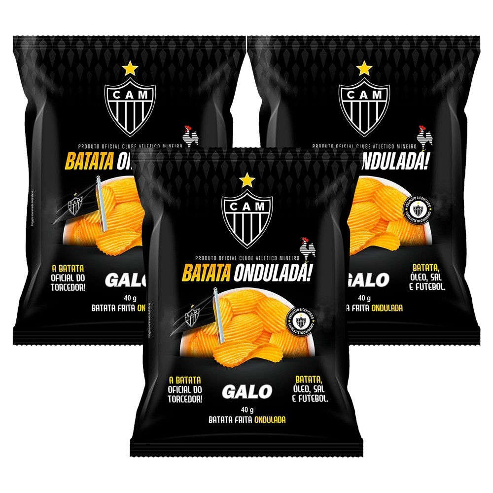 Kit 3 und Batata Ondulada Frita Atletico 40g em Oferta na Shopee