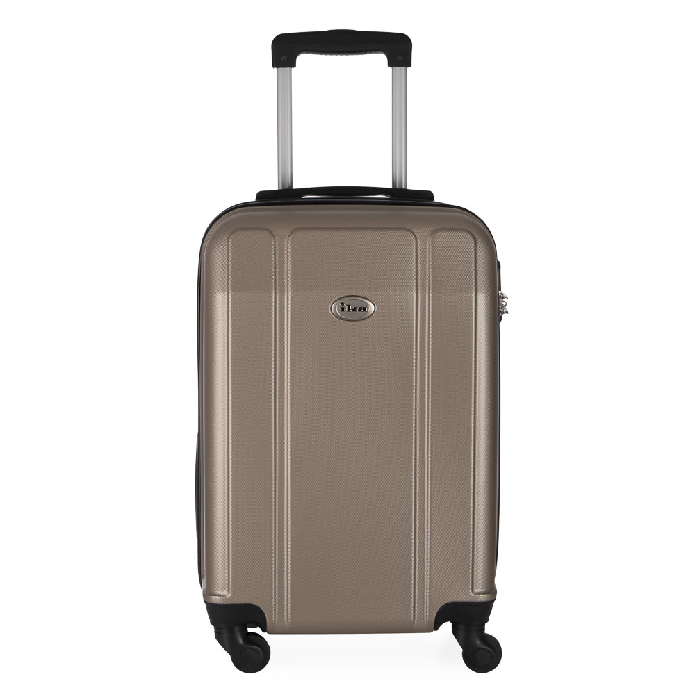 Mala de Viagem Grande em Abs Ika Continental Cadeado Embutido Rodas Giro 360 Champagne