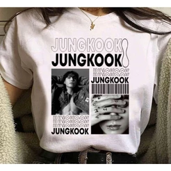 Camiseta Feminina Jungkook Aesthetic Banda Camisa Algodao Blusa Estilosa Premium