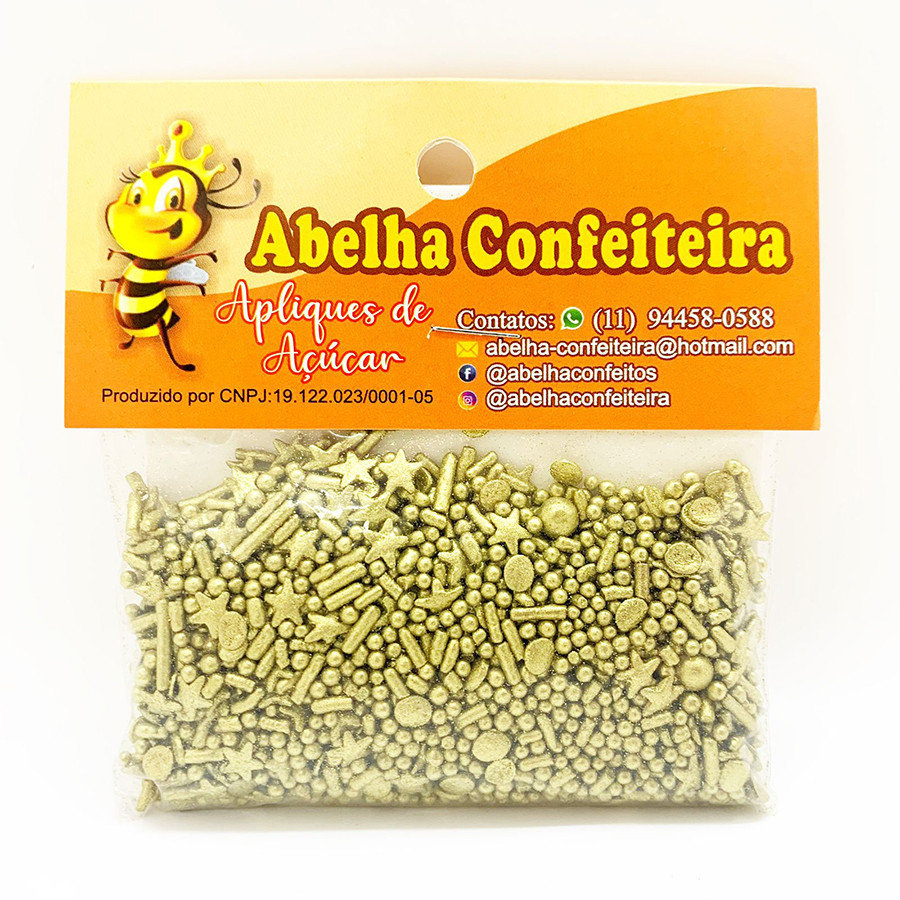 Mini Confeito - Sprinkles Chuva Dourada - 30 gramas - Abelha Confeiteira - Rizzo