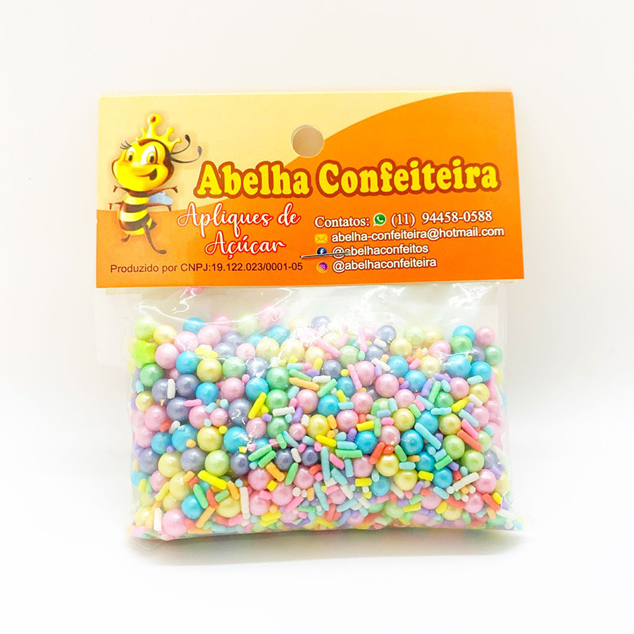 Mini Confeito - Sprinkles Encanto - 60 gramas - Abelha Confeiteira - Rizzo - Food & Beverages