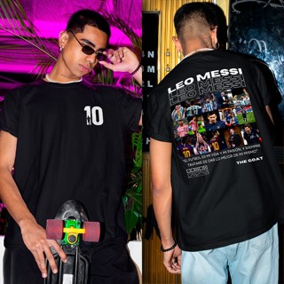 Camiseta Basica ou Oversized Camiseta Lionel Messi Goat Personalizada Momentos Unissex em Oferta na Shopee