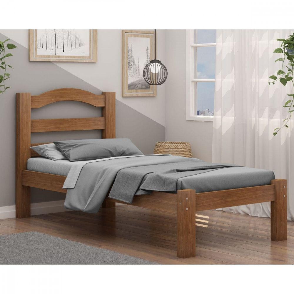 Cama Solteiro Robusta Para Colchão De 88cm Arauna Freijo em Oferta na Shopee