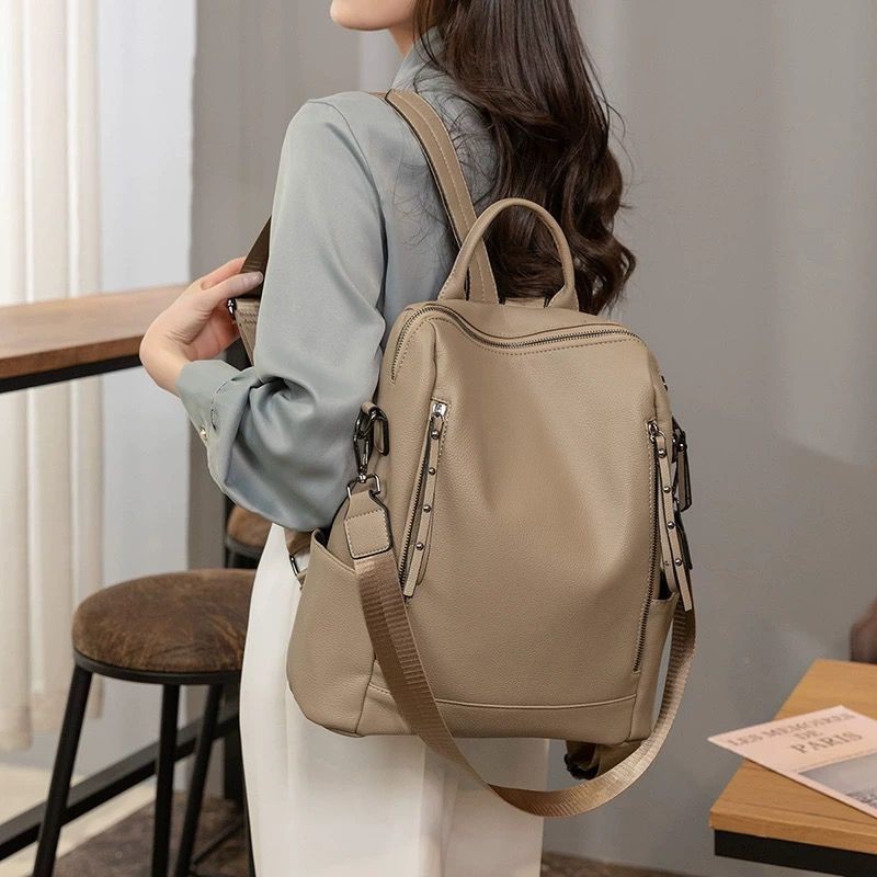Bolsa Mochila Grande De Ombro e Transversal Feminina De Couro Sofisticada Elegante PU M2356