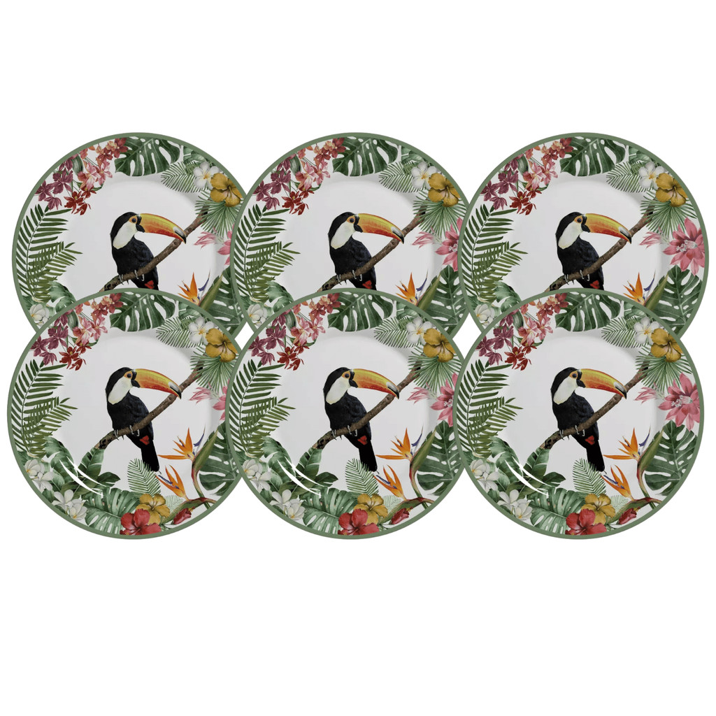 Jogo De Pratos Para Sobremesa 21cm Kit 6pcs Cerâmica Paradiso Alleanza Tropical em Oferta na Shopee