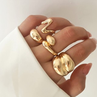 4 Pçs/Set Moda Geométrica Anéis Abertos Conjunto Para Mulheres Punk Metal Irregular Oco Grosso Robustos Jóias Presente em Oferta na Shopee