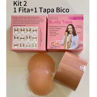 KIT 2 Conjunto Sutiã 1Levanta Peito Fita E 1 Par De Tapa Bico Invisível a Prova de Água Resistente ao Suor