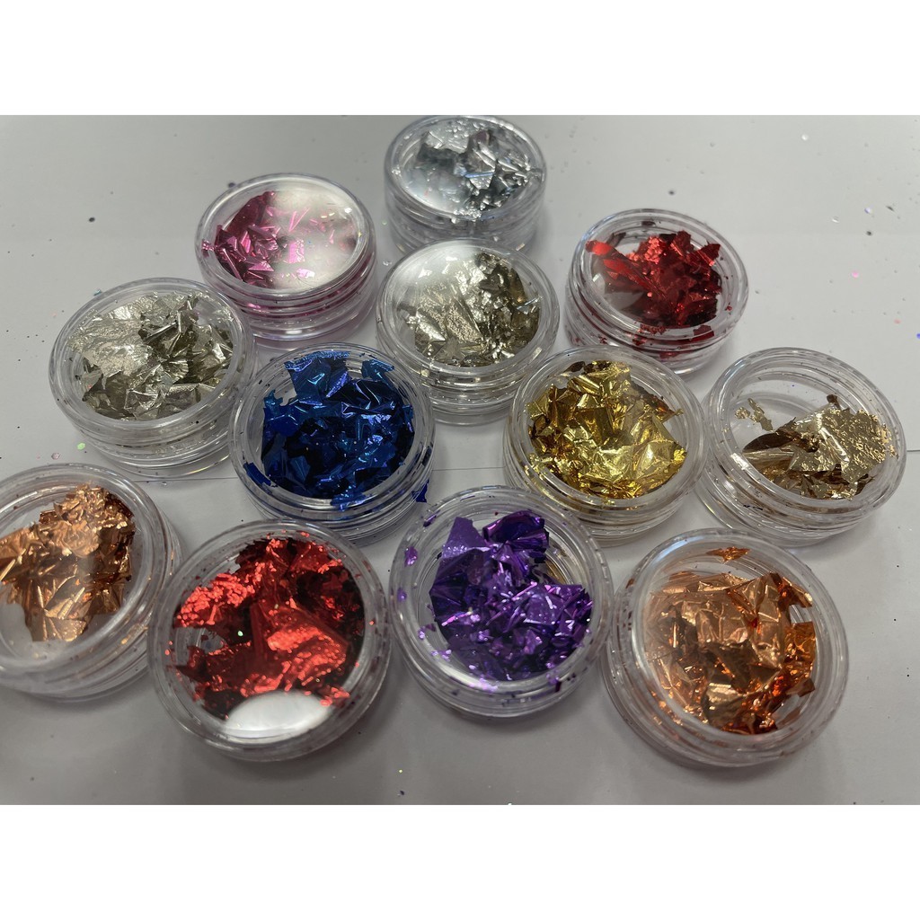 KIT 12 Folhas De Ouro Coloridas Decoração Unhas Encapsuladas em Oferta na Shopee