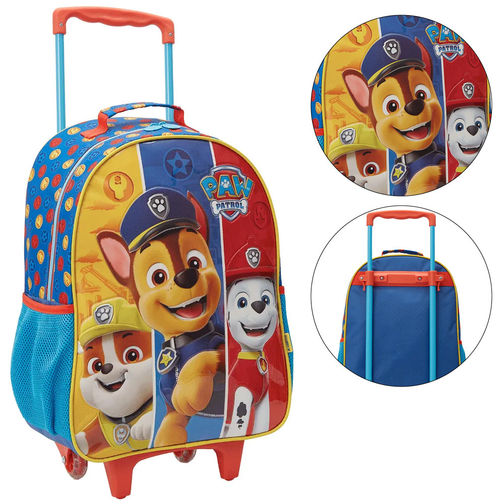 Detalhes do Kit Escolar Mochila De Rodinhas Lancheira Estojo Paw Patrol